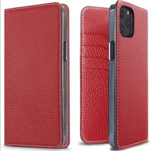 BONAVENTURA Diary Smartphone Case [Compatible with iPhone 12 Pro Max, Red